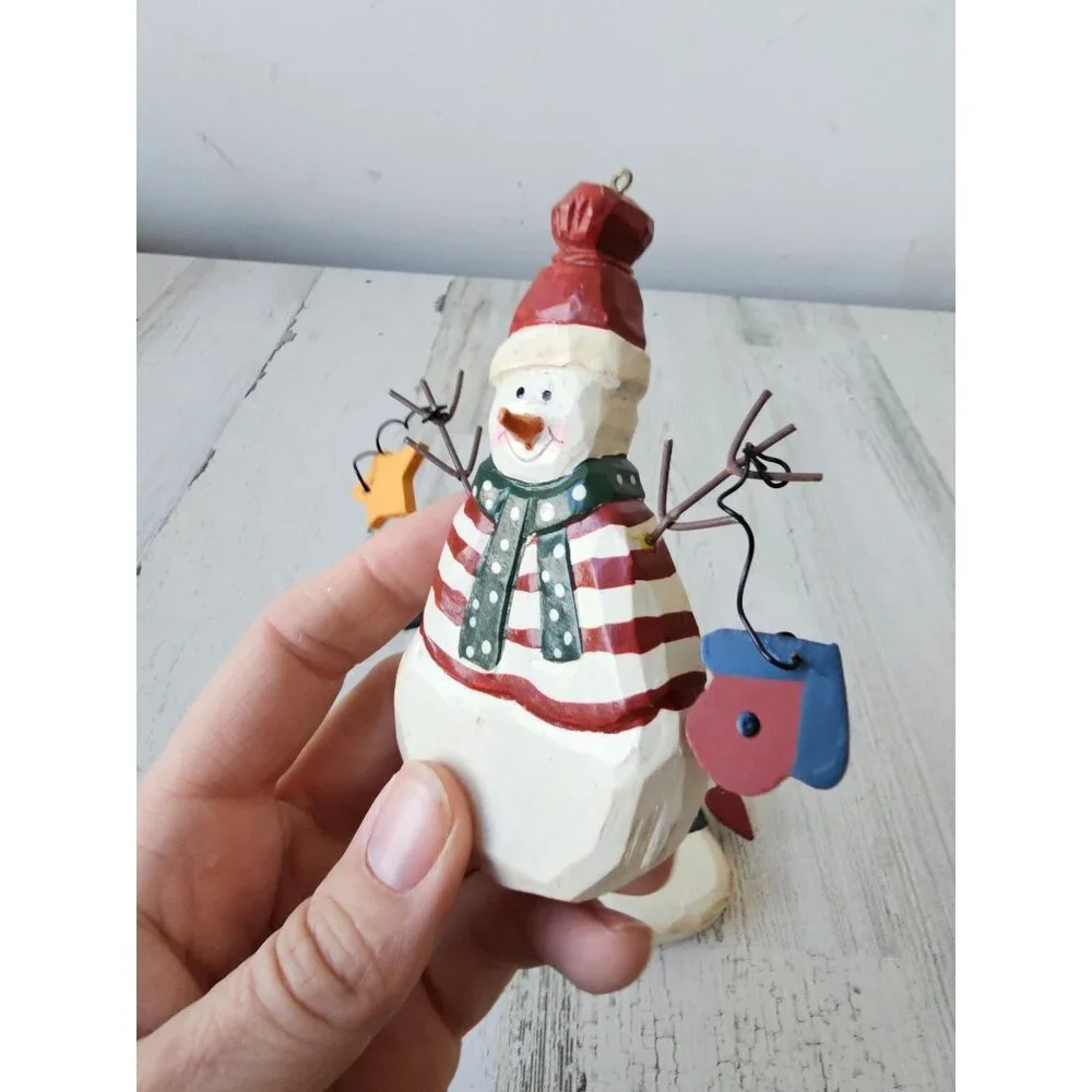 Wooden snowman mitten ornament star Xmas tree set‎ ornaments